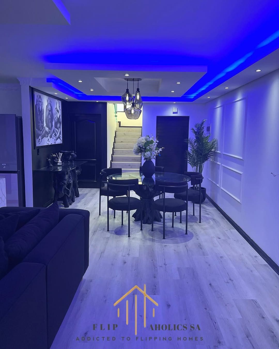 Layered ceiling coves and mood lighting
